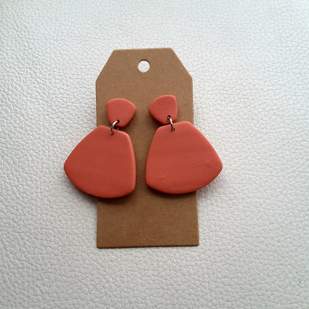 Polymer Clay Earrings, Black and Rust Red, Set of 2 Pairs - Picture 2 of 5